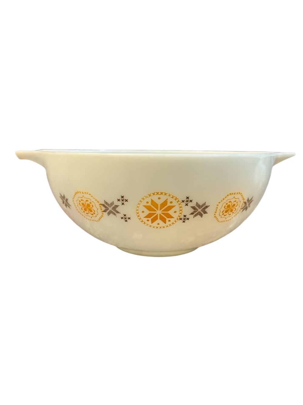 Vintage Pyrex Starburst Town and Country Pattern 4-quart Cinderella Mixing Bowl
